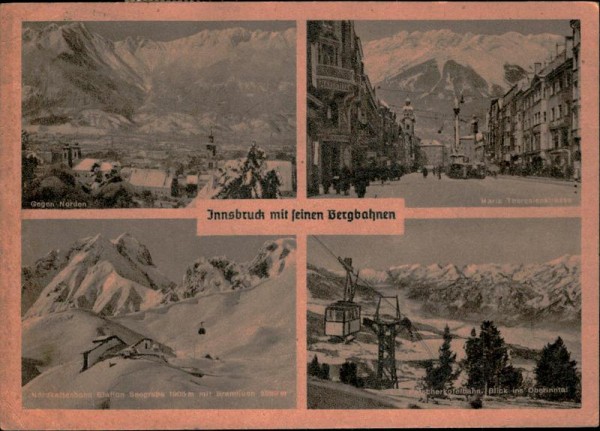 Innsbruck mit seinen Bergbahnen Vorderseite