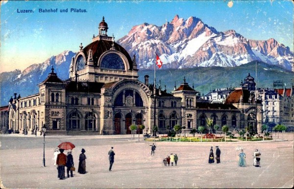 Luzern, Bahnhof und Pilatus Vorderseite