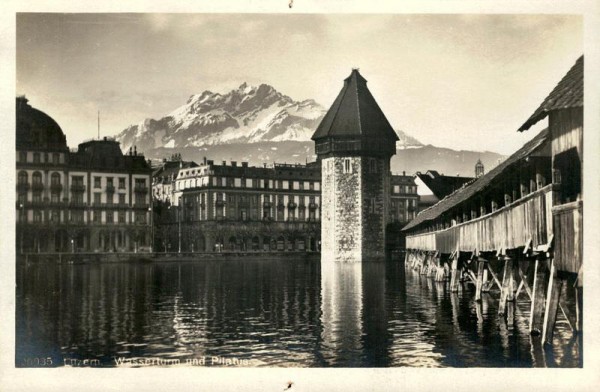Luzern - Wasserturm und Pilatus Vorderseite