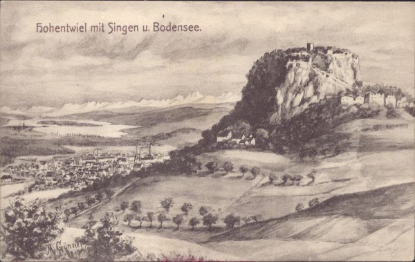 Hohentwiel mit Singen u. Bodensee