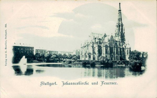 Stuttgart, Johanneskirche und Feuersee Vorderseite
