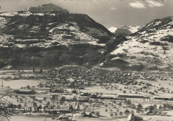 Flums mit Skigebiet und Spitzmeilen Vorderseite