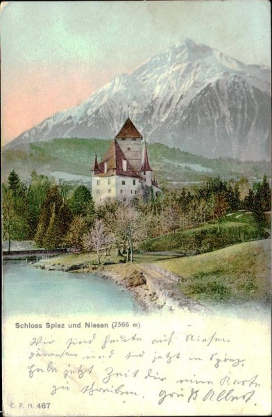 Schloss Spiez und Niesen (2366 m) Vorderseite