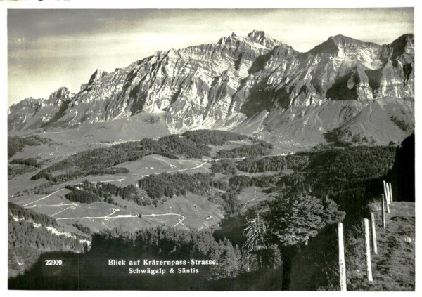 Blick auf Passstrasse, Schwägalp und Säntis Vorderseite