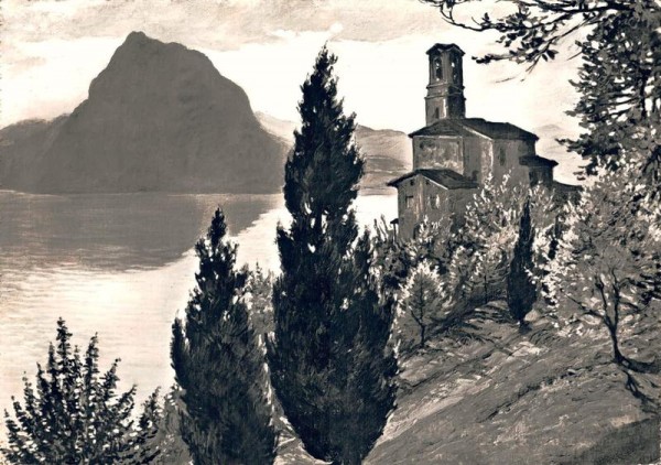 Lago di Lugano. Chiesa di Castagnola del pittore Zord Vorderseite