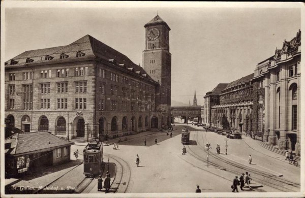 St. Gallen, Bahnhof und Post Vorderseite
