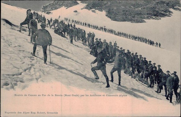 Montée de Canons au Pas de la Beccia (Mont Cenis) par les Artilleurs et Chasseurs Alpins Vorderseite