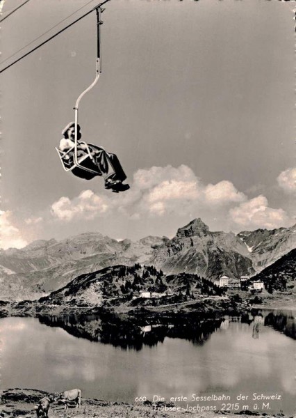 Trübsee Jochpass, die erste Sesselbahn der Schweiz. 1945 Vorderseite