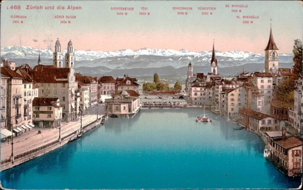 Zürich und die Alpen Vorderseite