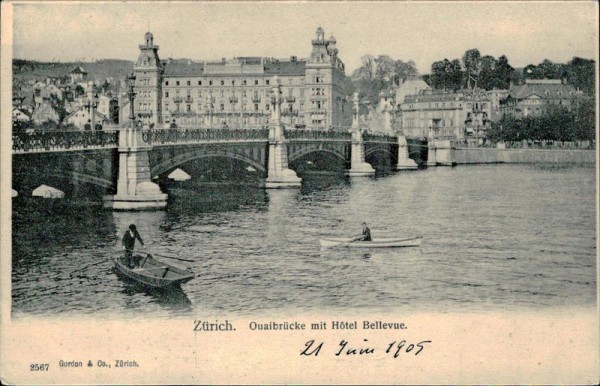 Quaibrücke mit Hotel Bellevue (Zürich) Vorderseite