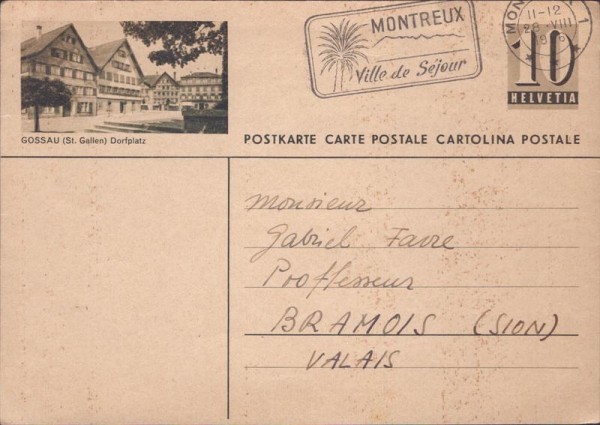 Postkarte mit Bild von Gossau SG Vorderseite