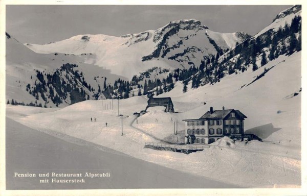 Pension und Restaurant Alpstubli Balmberg mit Hauserstock, 1930 Vorderseite