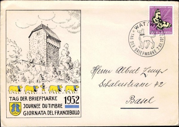 Wattwil, Tag der Briefmarke 1952 Vorderseite