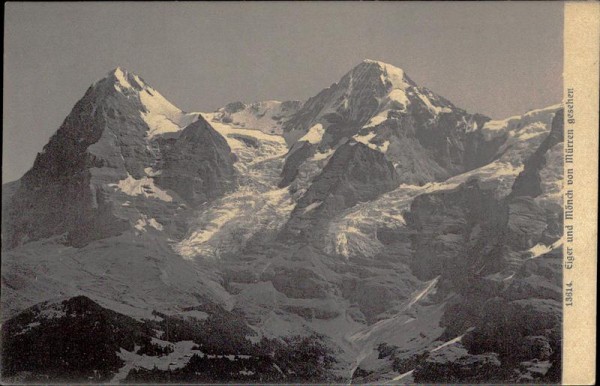 Eiger und Mönch von Mürren gesehen. Vorderseite