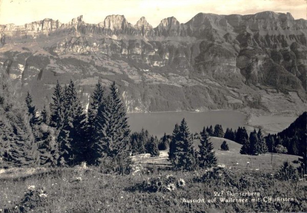 Flumserberg: Aussicht auf Walensee mit Churfirsten Vorderseite