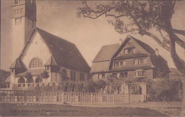 Degersheim, Ev. Kirche und Pfarrhaus Vorderseite