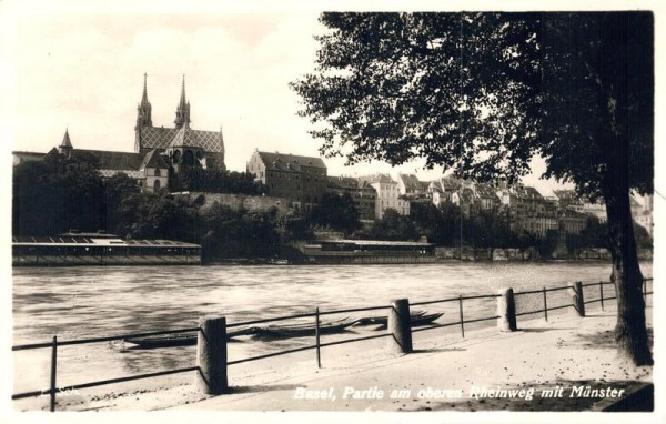 Basel, Partie am oberen Rheinweg mit Münster. 1929 Vorderseite