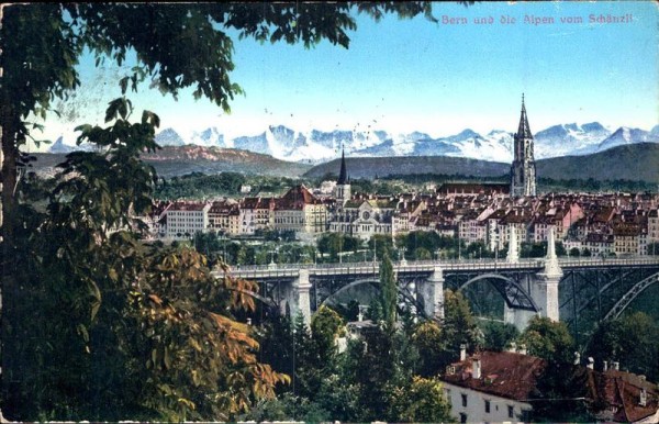 Bern und die Alpen vom Schänzli Vorderseite
