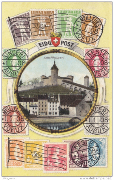 Schaffhausen - Eidg. Post mit Briefmarken/Timbres