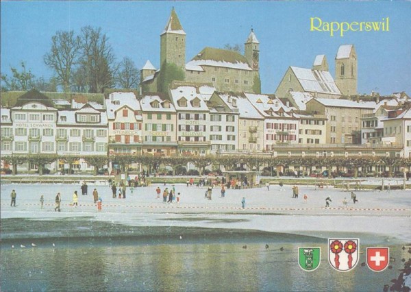 Rapperswil mit Schloss und Hafenbecken Vorderseite