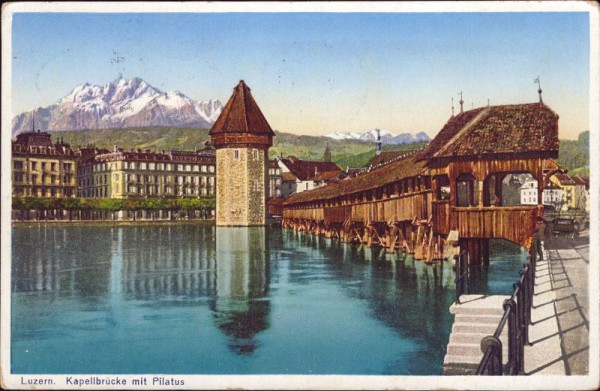 Luzern - Kapellbrücke mit Pilatus