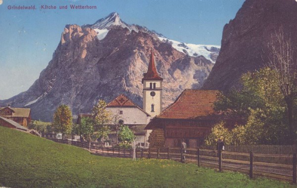 Grindelwald - Kirche und Wetterhorn