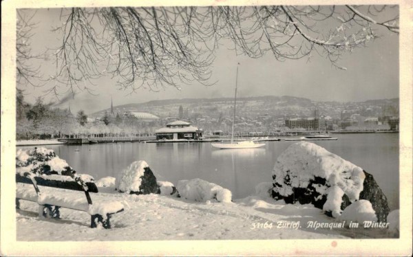 Zürich Alpenquai im Winter Vorderseite