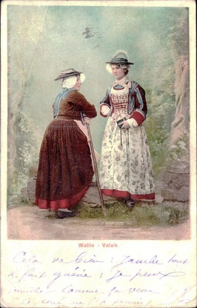 Wallis, Trachtenfrauen Vorderseite