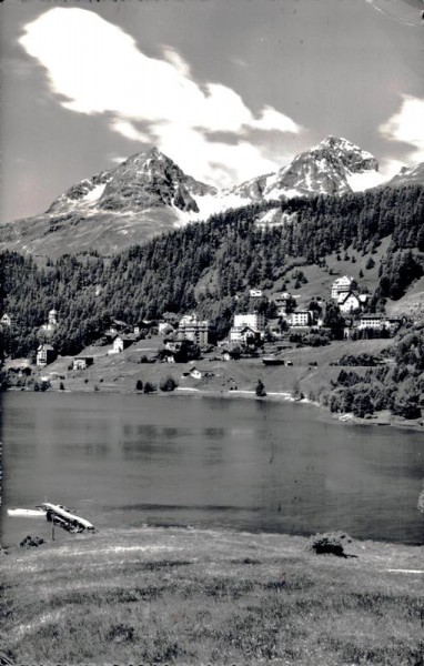 St. Moritz - Dorf Teilansicht mit Piz Julier Vorderseite