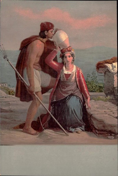 Leopold Robert, Jeune fille de Procida donnant à boire à un pêcheur Vorderseite