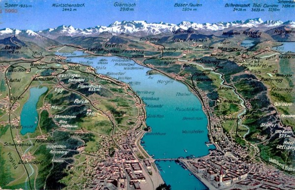 Zürich und Alpen Vorderseite