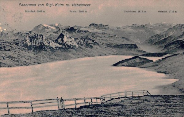 Panorama von Rigi Kulm m. Nebelmeer Vorderseite
