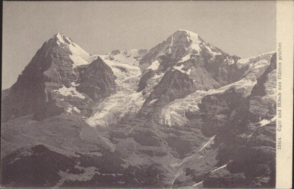 Eiger und Mönch von Mürren gesehen. Vorderseite