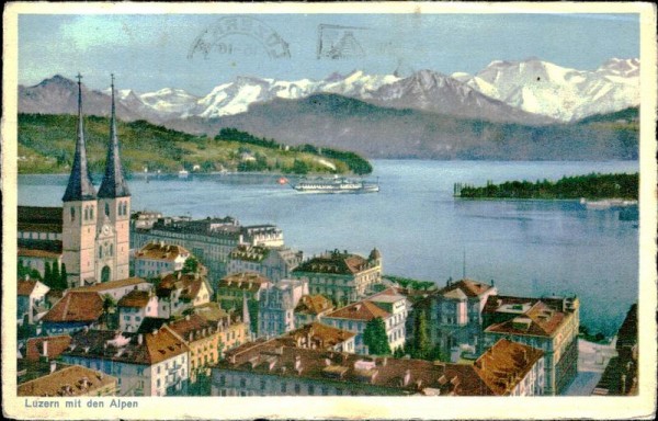 Luzern mit den Alpen Vorderseite