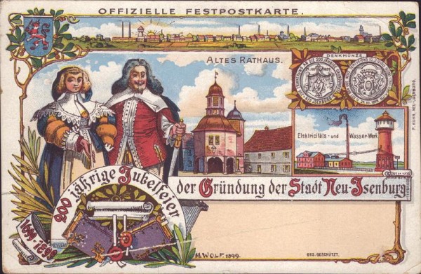 Neu-Isenburg, 200-jährige Jubelfeier 1899, Festpostkarte Vorderseite