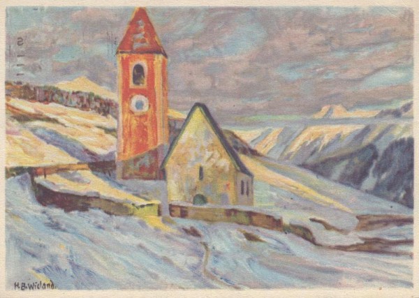 Pro Juventute: H.B. Wieland, Kirche von Lavin Vorderseite