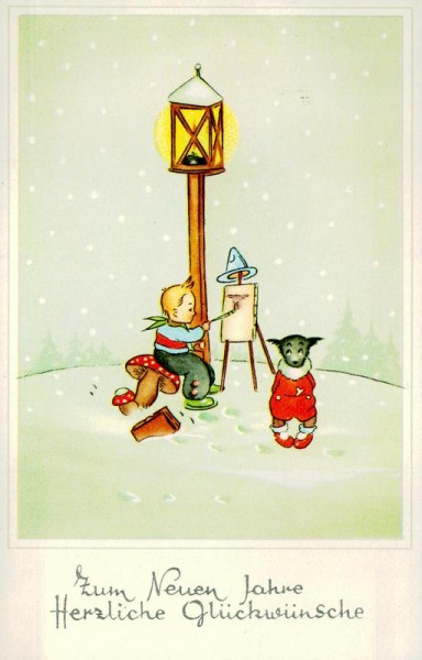 Zum neuen Jahre Herzliche Glückwünsche Vorderseite