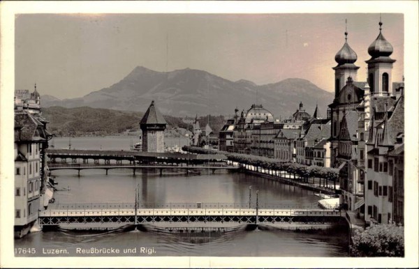Luzern - Reussbrücke und Rigi Vorderseite
