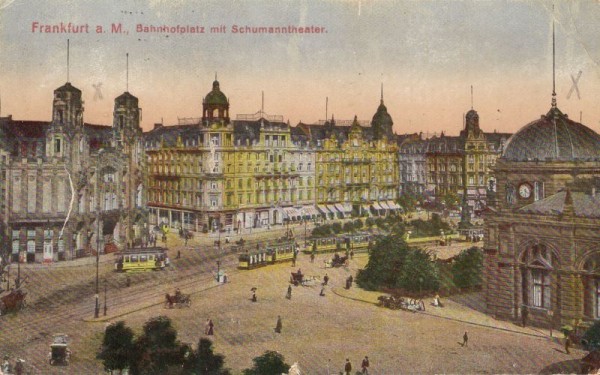 Frankfurt - Bahnhofplatz mit Schumanntheater