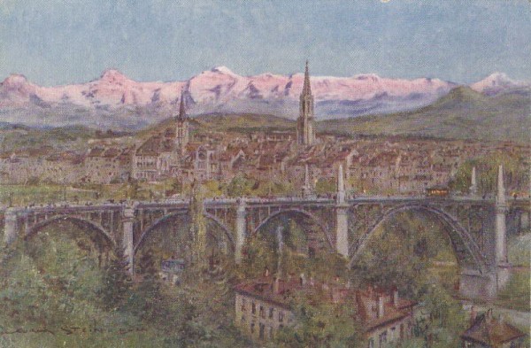 Bern - Kornhausbrücke mit Alpen
