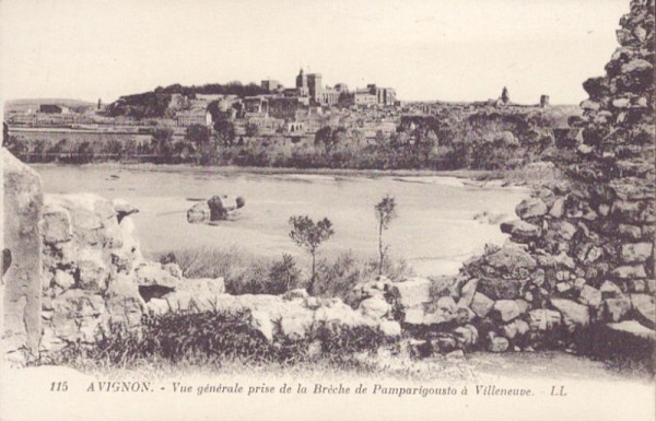 Avignon - Vue générale prise de la Brèche de Pamparigousto à Villeneuve