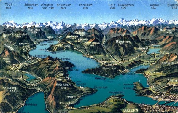 Luzern, Vierwaldstättersee, Panorama Vorderseite