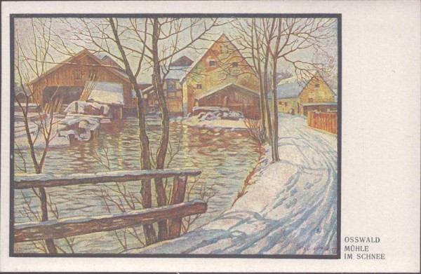 Oswald Mühle im Schnee Vorderseite