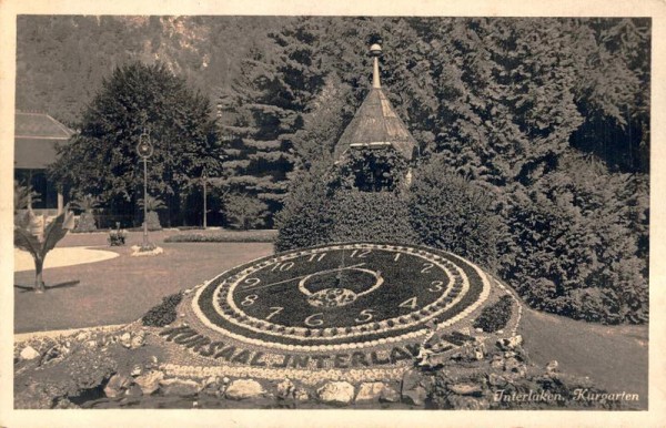 Interlaken. Die Blumenuhr. Kurgarten. 1929 Vorderseite