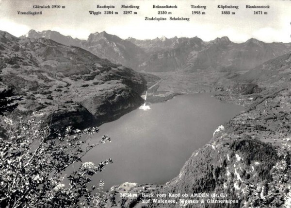 Blick vom Kapf ob Amden auf Walensee, Weesen & Glarneralpen Vorderseite