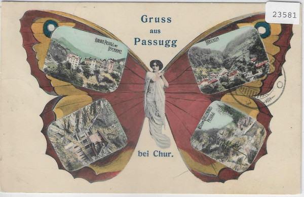 Gruss aus Passugg bei Chur - Schmetterling-Litho