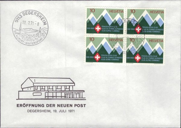 Degersheim, Eröffnung der neuen Post 1971, Briefumschlag Vorderseite
