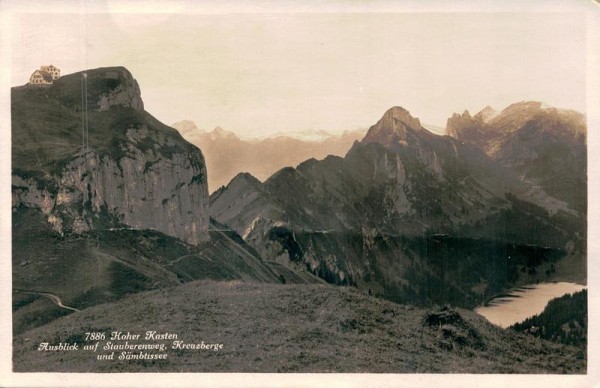 Hoher Kasten, Ausblick auf Stauberenweg, Kreuzberge und Sämtisersee Vorderseite