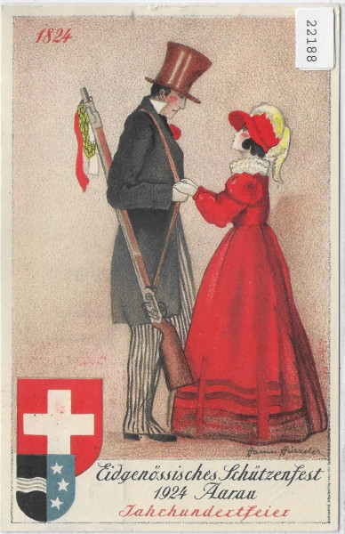 Eidg. Schützenfest Aarau 1924 mit passendem Werbe-Flagge