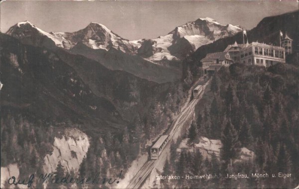 Interlaken, Heimwehfluh, Jungfrau, Mönch und Eiger Vorderseite